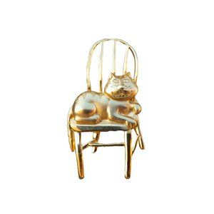 Jonette Jewelry "JJ" BROOCH Gold Cheshire Cat in Chair